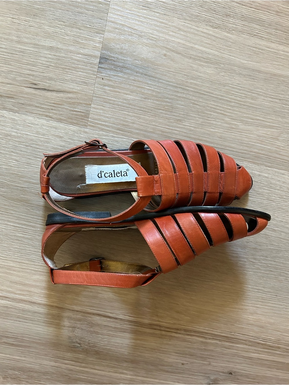 Vintage Cognac Leather Caged Slingback Heels | Retro Peep Toe Size 7 - Picture 4 of 7